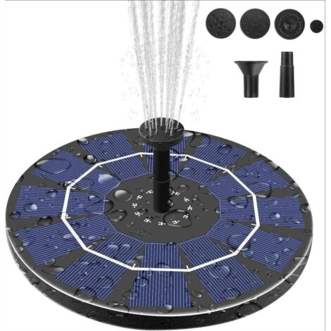 Solar-Gartenbrunnen für 2,5 W mit 1000 mAh Batterie-Backup, solarbetriebene Springbrunnenpumpe für Vogelbad, Gartenteich, Außenpool (1/5)