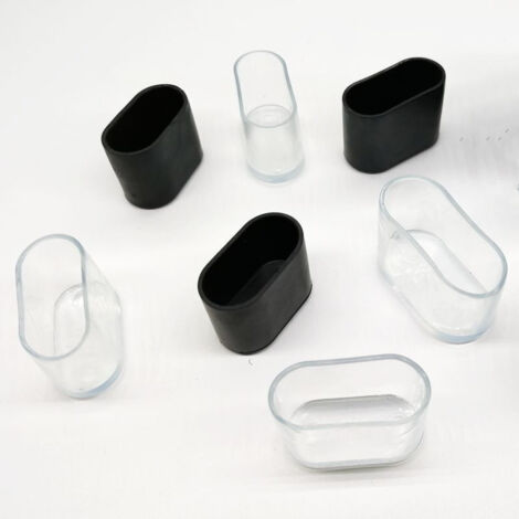 16 Stück ovale Tisch- und Stuhlendkappen, 15-30 mm, schwarz