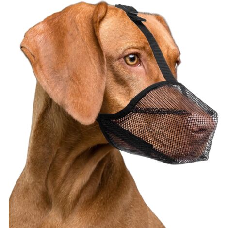 (L, Schwarz) 1 Stück atmungsaktiver Hundemaulkorb für kleine, mittelgroße und große Hunde, um Hunde vom Fressen, Beißen und Kauen abzuhalten.