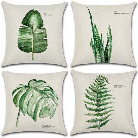 Outdoor-Kissenbezug, 4er-Set, wasserdicht, grünes Blattmuster, Sofa-Kissenbezug für Terrasse, Garten, Wohnzimmer, Schlafzimmer, Dekoration, 45 x 45 cm – A (1/5)