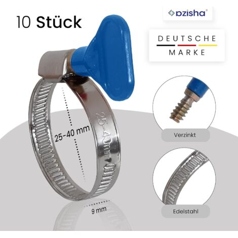 Poppstar 25x Schlauchschellen mit Flügelmutter, Edelstahl, 10-70 mm, W2, blau Poppstar 25x Schlauchschellen mit Flügelmutter, Edelstahl, 10-70 mm, W2, blau