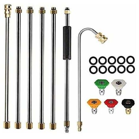 Herramienta de limpieza de canaletas, hidrolavadora, varillas de extensión y boquilla de lanza para limpiador de techos. (1/5)