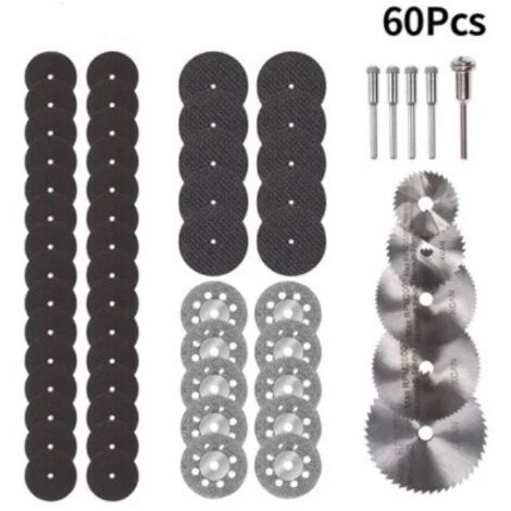 60 Stück Mini-Diamant-Trennscheibe, Mini-HSS-Kreissägeblatt, Mini-Trennscheibe für Holz, Glas, Kunststoff, Metall, Stein