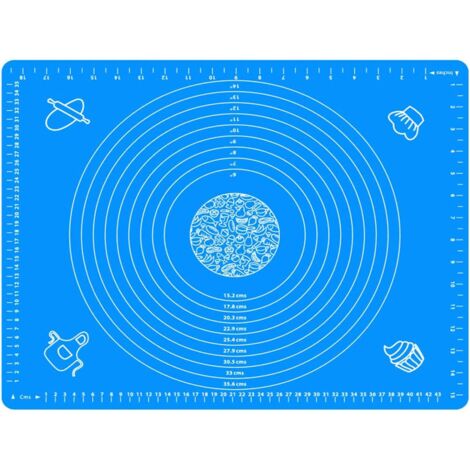 19,7 x 15,8 Zoll, antihaftbeschichtete und rutschfeste Silikon-Gebäckmatte, 50 x 40 cm, Fondant-Teigmatte mit Messung, BPA-frei (blau) (1/5)
