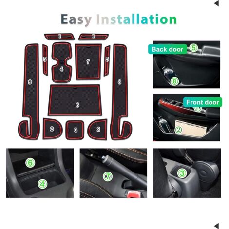 Ruiya Compatibel met Suzuki Swift MK6 2017-2023 Auto Rubberen Matten Deursleuf Mat, Swift MK6 Antislip Matten Armleuning Bekerhouder Mat Middenconsole Glijmatten Deurnaad Antislip Mat