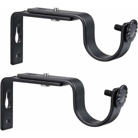 Verstellbare Gardinenstangenhalterungen, Gardinenstangenhalter, 20–28 mm (schwarz), 2 Stück