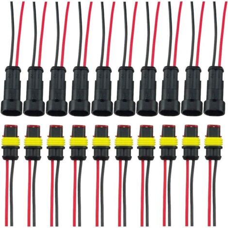 Wasserdichter Stecker, elektrische Stecker- und Buchsenbuchse, wasserdichter elektrischer AWG-Anschluss (2-polig mit Kabel × 10 Kits)
