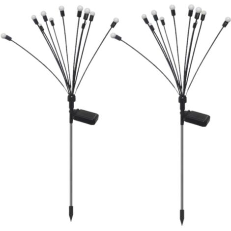 Solarleuchten, 10 Köpfe, warmes Licht, 75 cm lang, 2 Paar, wasserdicht, für den Außenbereich, dekorative Glühwürmchenlichter (1/5)