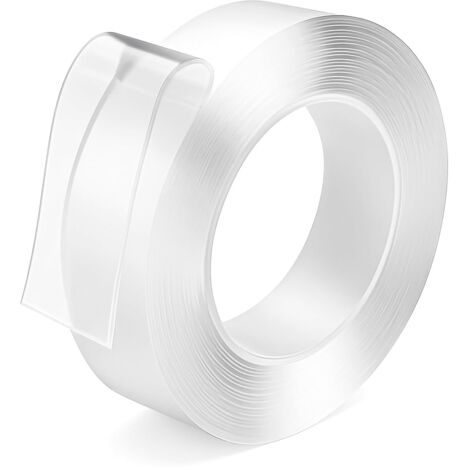 Nano-Doppelseitiges Klebeband, 2 mm dick, 20 mm breit, 1 m lang, 1 Stück, mit durchsichtigem, magischem Klebstoff zum Aufkleben von Objekten