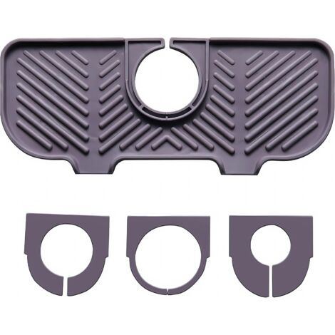 Silikon-Tropfschutzmatte für Wasserhahn, Spülbeckenmatte unter dem Wasserhahn, Organizer für Schwämme, Bürsten und Seife. (Grau) (1/5)