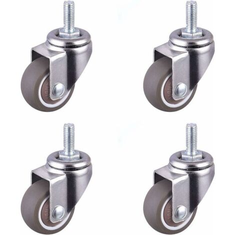 TPE-Lenkrolle mit Geräuschdämpfung, Flachrad, Universalrad, 4 Stück, 1 Zoll, Universalschraube M6 15 mm