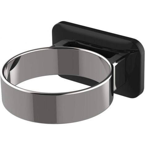 Wandmontierter Haartrocknerhalter für Badezimmerschranktüren, mit extra breitem Rand (silber und schwarz) (1/5)