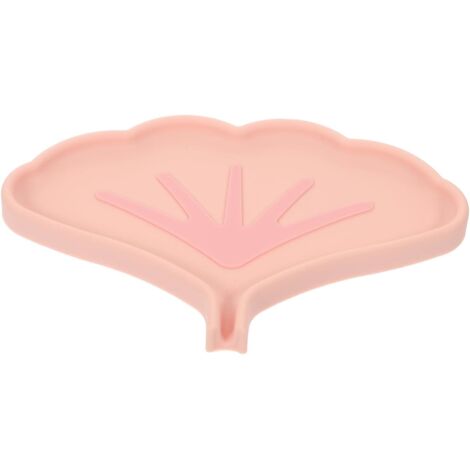 Dekorativer Silikon-Halter in Ginkgoform für Bad und Küche, elegantes Design, leicht zu reinigen, integrierter Wasserablauf, rosa (1/5)