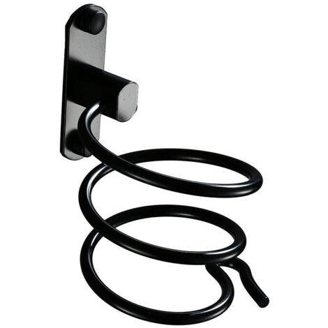 Stück schwarze Wandhalterung für Haartrockner (Bohren erforderlich) – für Hotel, Badezimmer, WC, Friseursalon – Aluminium, matte Oberfläche (1/5)