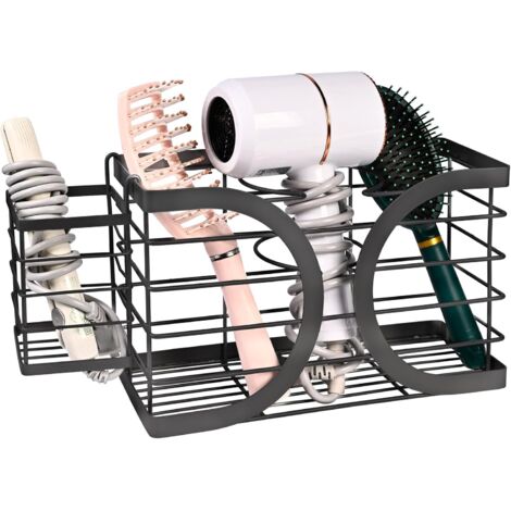 Elegante, schwarze Wandhalterung für Haartrockner – Stilvoller Badezimmer-Organizer für Haartrockner, Glätteisen, Haarbürsten und Accessoires (1/5)