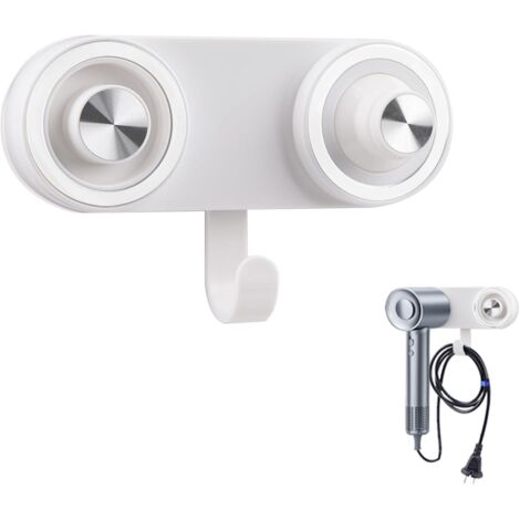 Wandmontierter Haartrocknerhalter, magnetischer Hochgeschwindigkeitshalter mit magnetischer Düse, für Badezimmer und Hotels (weiß) (1/5)