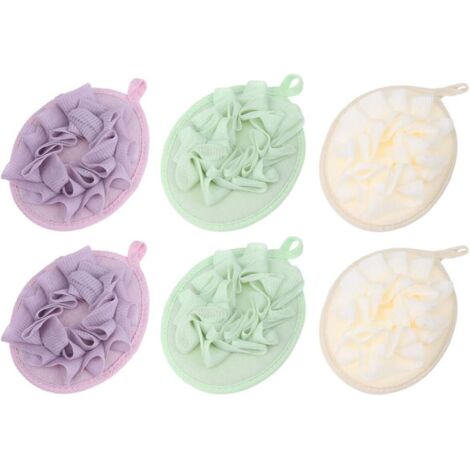 Set mit 6 weichen Badeschwämmen mit Badeblumenmotiven in Unifarben (1/5)