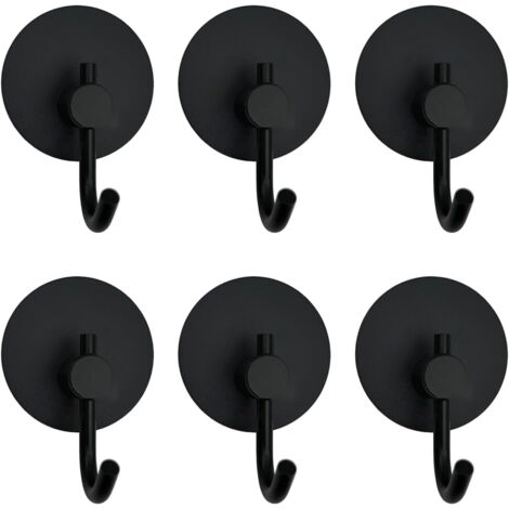 6er-Set Handtuchhaken ohne Bohren – Schwarz – Selbstklebend – Für Badezimmer, Bademantel, Küche, Büro (1/5)