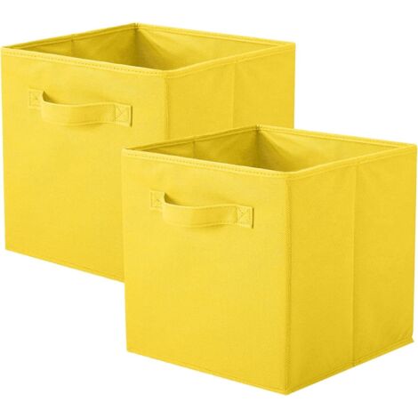 Aufbewahrungsboxen für Schränke und Spielzeug, faltbare Aufbewahrungsboxen und Aufbewahrungsschubladen aus Stoff, 2er-Set (gelb) (1/5)