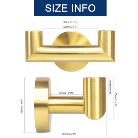 Suyar Faltbare Handtuchhaken Aus Edelstahl (gebürstetes Gold) - 3 Arme, Drehbar, 2 Stück