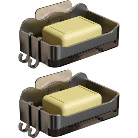 Set mit 2 bohrfreien Duschseifenschalen mit Kleberückseite für Bad und Küche (1/4)