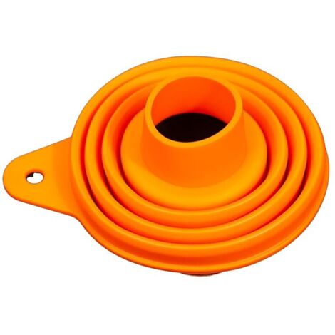 Zusammenklappbarer Silikon-Küchentrichter, spritzwassergeschützt, mit Ständer, orange (1/5)