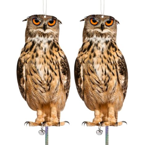 Set mit 2 künstlichen Eulen zur Vogelabwehr – Tauben- und Spechtscheuche fernhalten – ideal für Obstgärten und Gärten