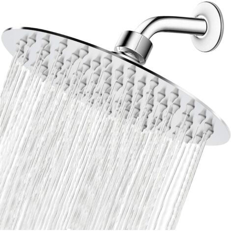 Regenduschkopf, Druckverstärker, Hochleistungsduschkopf, Edelstahl, Silber, 8 Zoll (1/4)