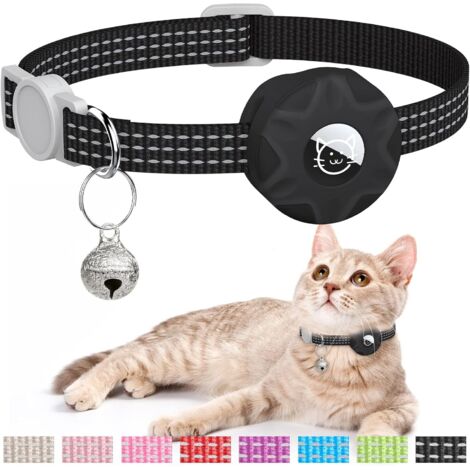 GPS-Katzenhalsband mit abnehmbarer Funktion und Glocke (schwarz), Knopfzelle