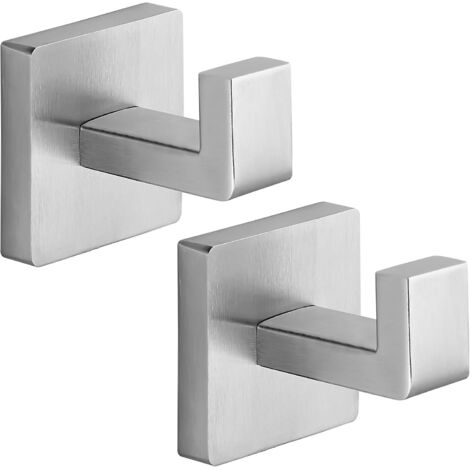 Quadratische, wandmontierte Handtuchhaken aus robustem Edelstahl, für Badezimmer, Küche, Schlafzimmer, Hotel, Oberfläche in gebürstetem Nickel (2er-Set)