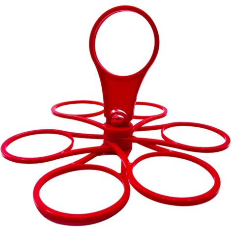 Zusammenklappbarer Becherhalter für 6 Becher mit Griff - Wiederverwendbarer Halter - Ideal für Festivals und Camping (rot) (1/5)