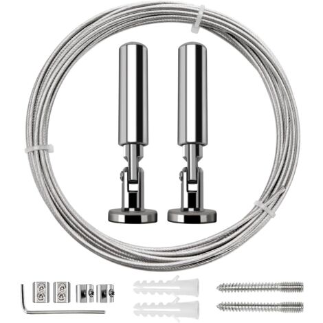 5 m Gardinenstangen-Set, Stahlseil für Gardinen, für Gardinen, Balkonwäscheleine, Silber