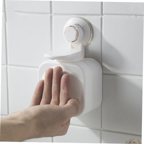 Nachfüllbarer Seifenspender mit Saugnapf zur Wandmontage, kein Bohren erforderlich, für Bad oder Küche (weiß) (1/5)