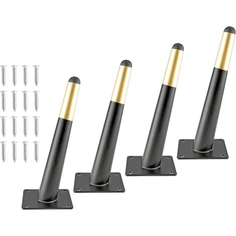 Set aus 4 konischen Metall-Möbelbeinen im mittelalterlichen Stil für Sofas, Schränke, Tische, Stühle, Kommoden, 20 cm, schwarz und gold (1/5)
