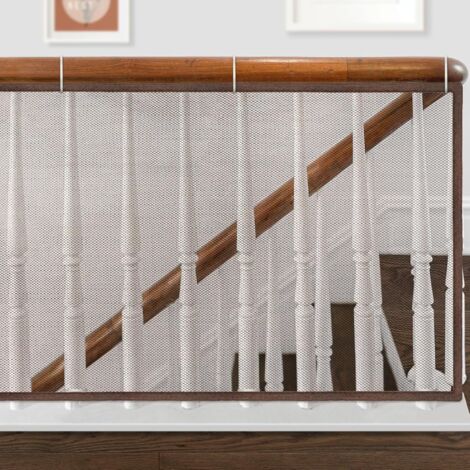 Sicherheitsnetz für Treppengeländer, Babysicherheit, Balkonschutz, 300 × 80 cm, braun