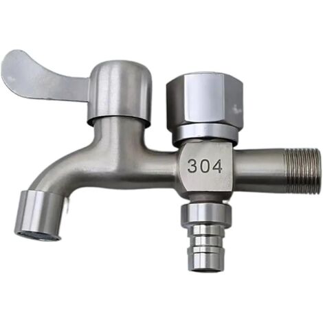 Doppelwasserhahn aus Edelstahl, einer von zwei, Doppel-Poolhahn, Wasserschalter, Waschmaschine, Doppelhahn
