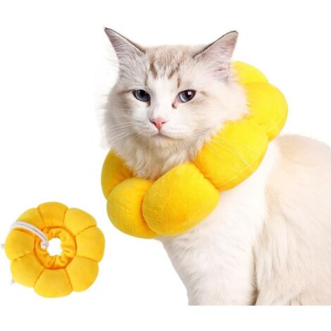 Gelbes Katzen-/Hundehalsband, Größe L, 30 cm Durchmesser, weich, bequem, verstellbar, schützt vor postoperativem Lecken und Infektionen.