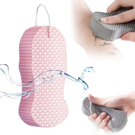 Badeschwamm mit Fischschuppenmuster, rosa, 12,8 x 6 x 2,5 cm, einzeln erhältlich. Kann als Peeling-Waschlappen verwendet werden, sanft zur Haut. (1/5)