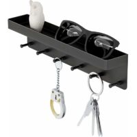 Schwarzer Wandschlüsselhalter aus Metall, Türhaken, Wandhaken, Kleiderhaken, Klebehaken ohne Bohren, für Wand Bad Küche Wohnzimmer