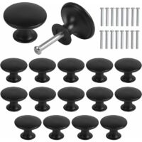Schrankknöpfe, Vintage-Schubladenknöpfe, 30 mm Türschubladengriff, runder Möbelknopf, Türknöpfe, Möbelgriffe für Küchenschränke, Nachttische, 16 Stück (schwarz)