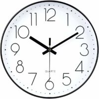 Schwarze Uhr, 30 cm, moderne Wanduhr, leise, nicht tickend, Quarz, batteriebetrieben, dekorative runde Wanduhr für Büro, Klassenzimmer, Schule – Schwarz