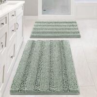 Badematte/Badezimmermatte, grün, 4361cm + 5181cm, 2-teiliges Set, extra dicke Chenille-Bodenmatte, rutschfeste Badematte.
