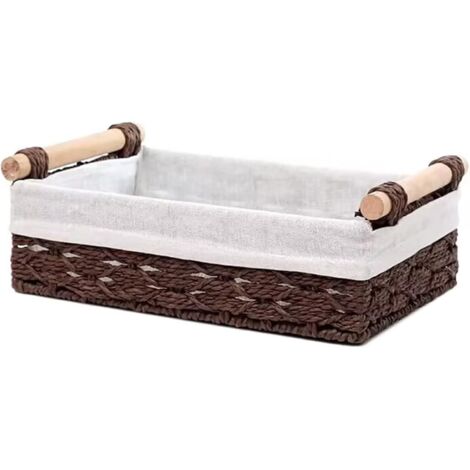 Cesto Portaoggetti In Rattan Con Coperchio – Rotondo 26x11 Cm – Organizer Decorativo Per Casa, Cucina, Bagno