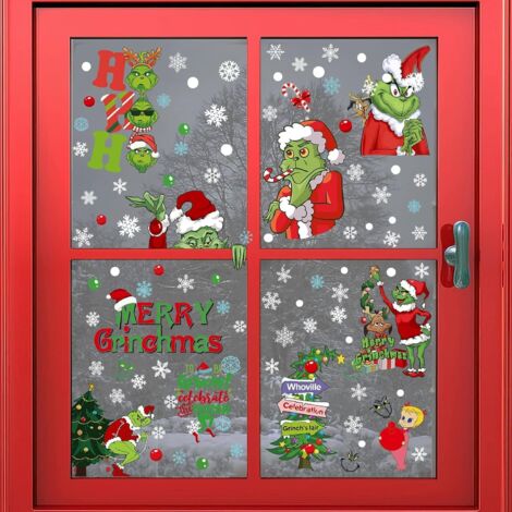 Adesivi Per Finestre Di Natale - 9 Pezzi Autoadesivi (20x30 Cm) Con Babbo Natale E Renne. Pellicola Statica, Facili Da Applicare/rimuovere, Riutilizzabili. Perfetti Per Bambini!