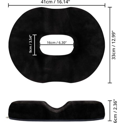 Cuscino Ortopedico Da Seduta In Memory Foam E Gel – Per Sciatica, Coccige, Dolori Alla Schiena, Nero - 4