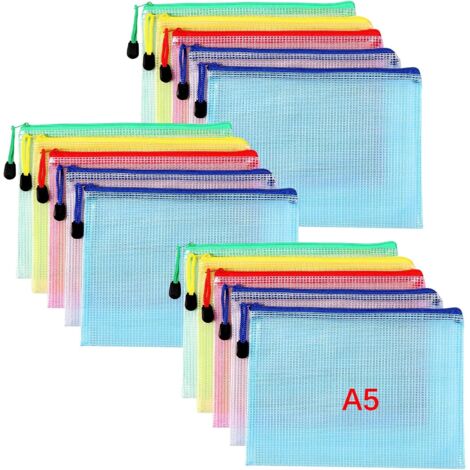 Sacchetti Colorati in Rete Con Cerniera, 5 Pezzi A4 E 5 Pezzi A5 a