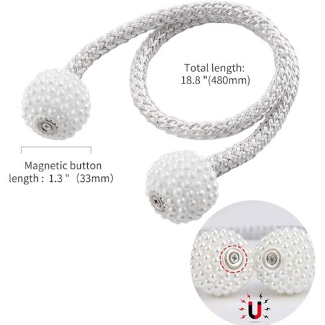 Fermatende Magnetici A Forma Di Cavallo - 2 Pezzi Decorativi Per Tende - Cravatte Per Tendaggi, Facili Da Usare, Senza Fori (Corda 40cm)
