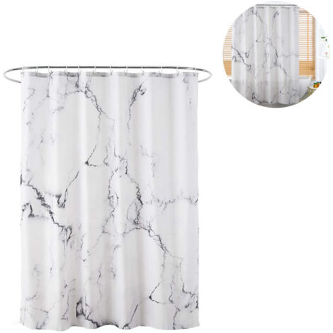 Tenda da doccia scura, 180 x 180 cm, a righe, in tessuto, con