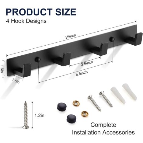 ML-Design Porta Asciugamani Senza Foratura 62 Cm Nero In Acciaio Porta Salviette Montaggio A Muro Autoadesivo Portasciugamani Da Attaccare Per Bagno E Cucina Portasciugamani Supporto A Parete 82600685