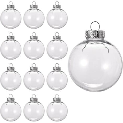 10 Confezione Palline di Natale Trasparenti, Palline di Plastica